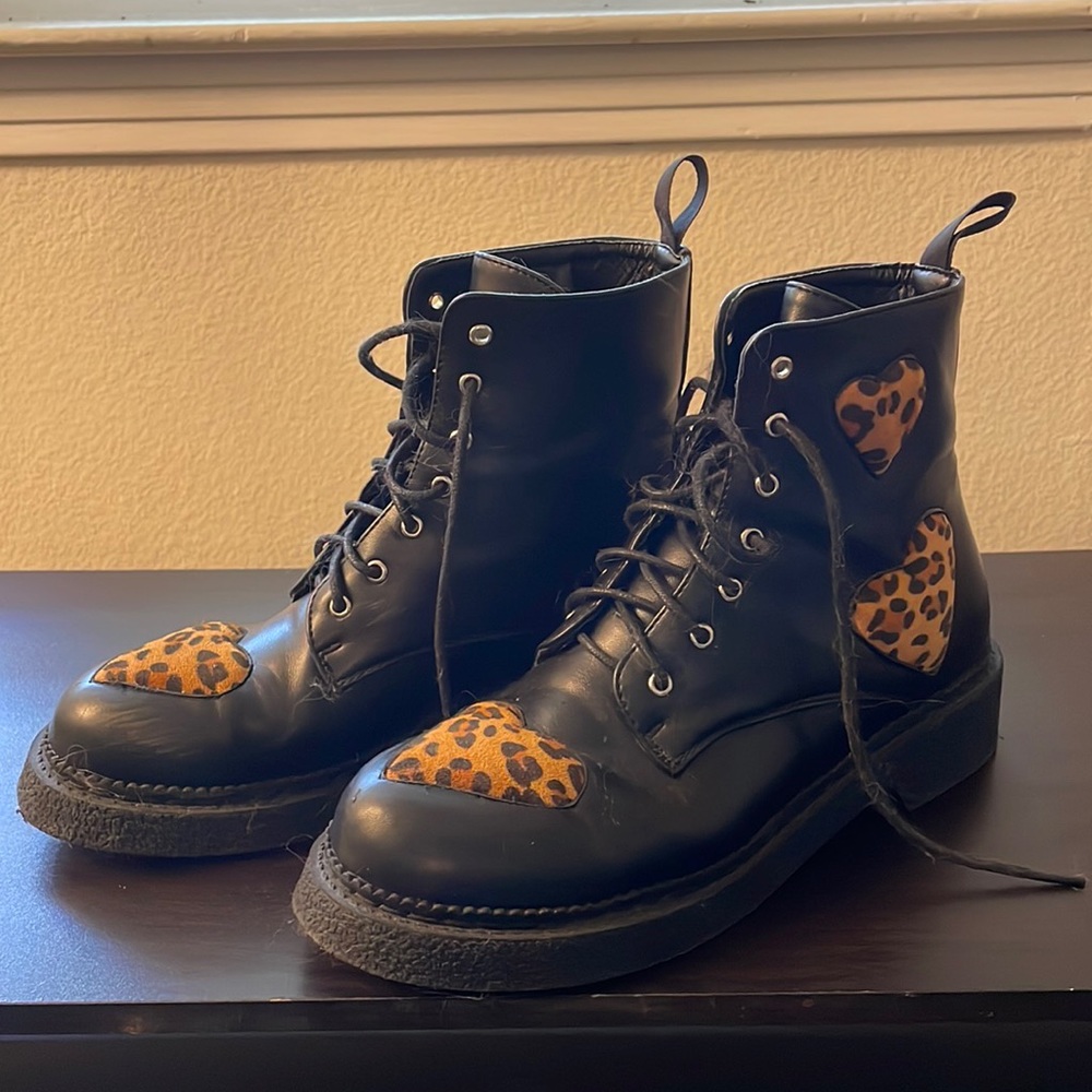 Lamoda leopard heart combat boot